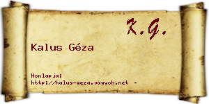 Kalus Géza névjegykártya